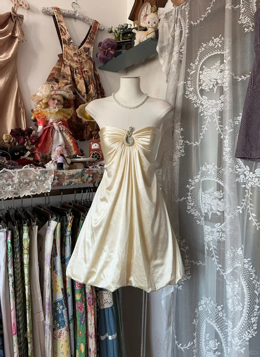 Simple A line Sweetheart Champagne Satin Short Graduation Birthday Gown Homecoming Dresses N3718