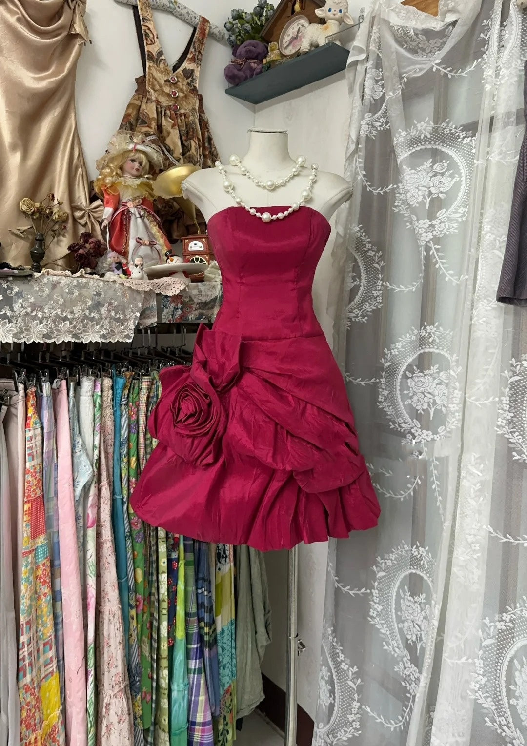 Simple Ball Gown Strapless Burgundy Short Mini Graduation Birthday Gown Homecoming Dresses N3749