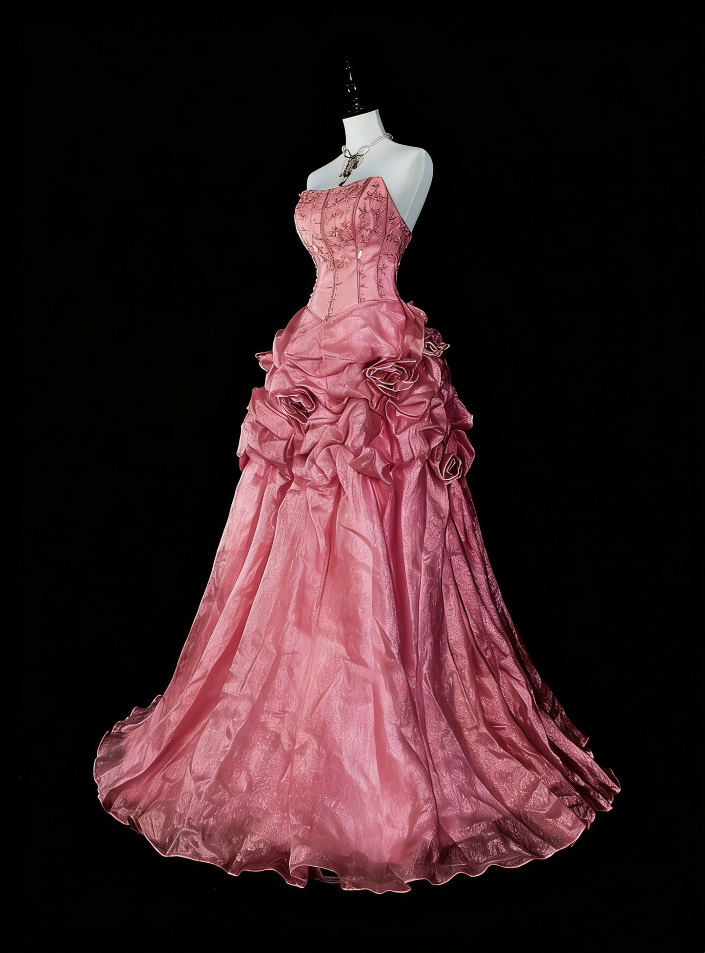 Vintage Prom Dresses Aesthetic 1950s Retro Ballkleid Trägerloses Rosa Langes Partykleid N2021