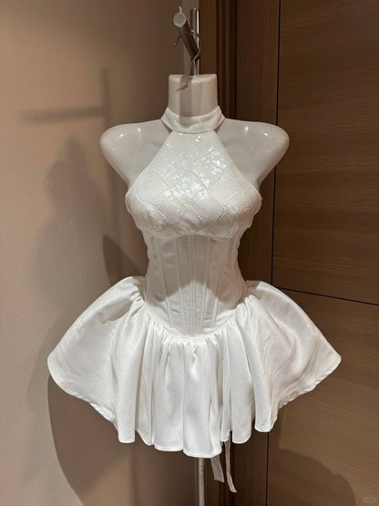 Süßes Ballkleid Hoher Ausschnitt Weiße Pailletten Night In Rio Inspo Hoco Kleid Ideen Homecoming Kleider RB4032