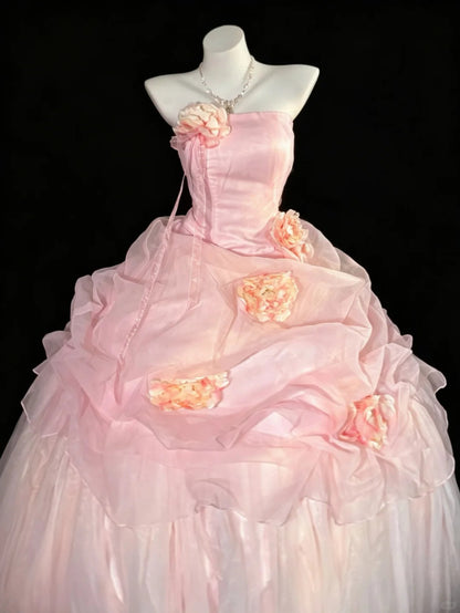 Fairy Quince Dress Ball Gown Sweethart Light Pink Tiered Sweet 16 Quinceanera Dresses 15 Vestidos De Fiesta N4478