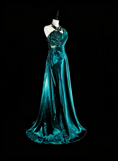 Vintage-Abendkleider im Stil der 1950er Jahre: Klassisches A-Linien-Kleid in Dunkelgrün, lang, inspirierend, für festliche Anlässe (N1992)