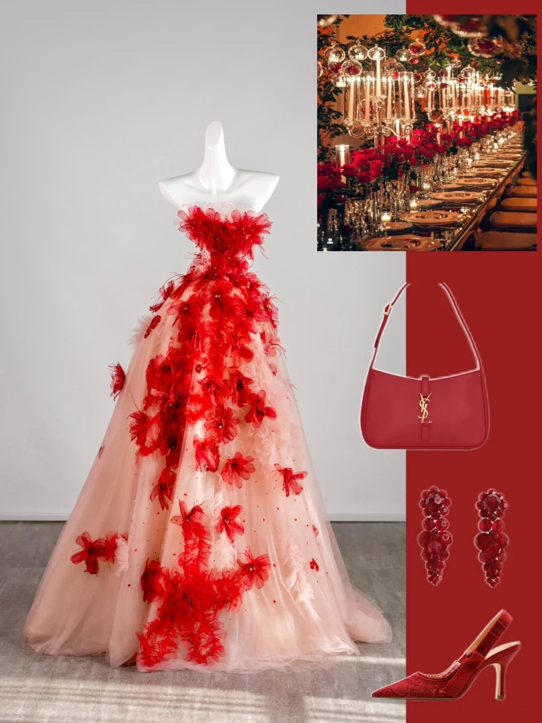 Robe de bal bustier rouge à fleurs sans manches avec application en tulle rose, longue robe de quinceañera, tenue d'anniversaire pour les 15 et 16 ans N676