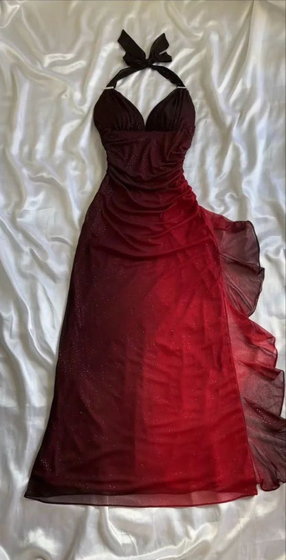 Elegantes, figurbetontes Abendkleid aus königsblauem Chiffon mit Ombré-Effekt in A-Linie, langes, formelles Ballkleid, 16. Geburtstagskleid AB1298