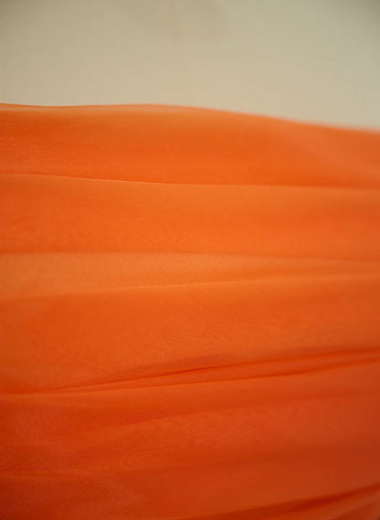 Robe de bal élégante sans bretelles en tulle orange poudré, robe de soirée longue et formelle pour femme, robe de bal de fin d'année pour un anniversaire de 16 ans AB1291