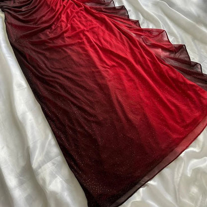 Elegantes, figurbetontes Abendkleid aus königsblauem Chiffon mit Ombré-Effekt in A-Linie, langes, formelles Ballkleid, 16. Geburtstagskleid AB1298