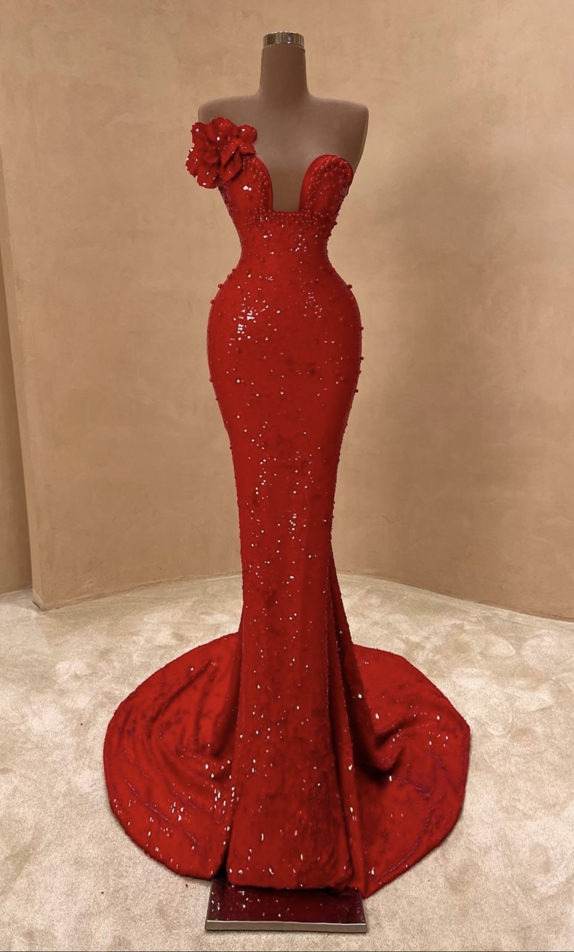 Funkelndes Meerjungfrauen-Kleid mit roten Pailletten für schwarze Mädchen und Frauen – formelle Partykleider, lange Ballkleider N139