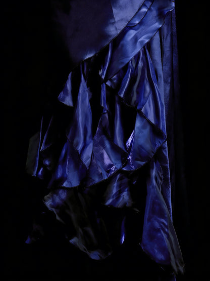 Vintage-Abendkleid im A-Linien-Stil mit Spaghettiträgern, 80er/70er Jahre, Marineblau, für Teenager, College, formelle Anlässe, Abschlussball, N1143