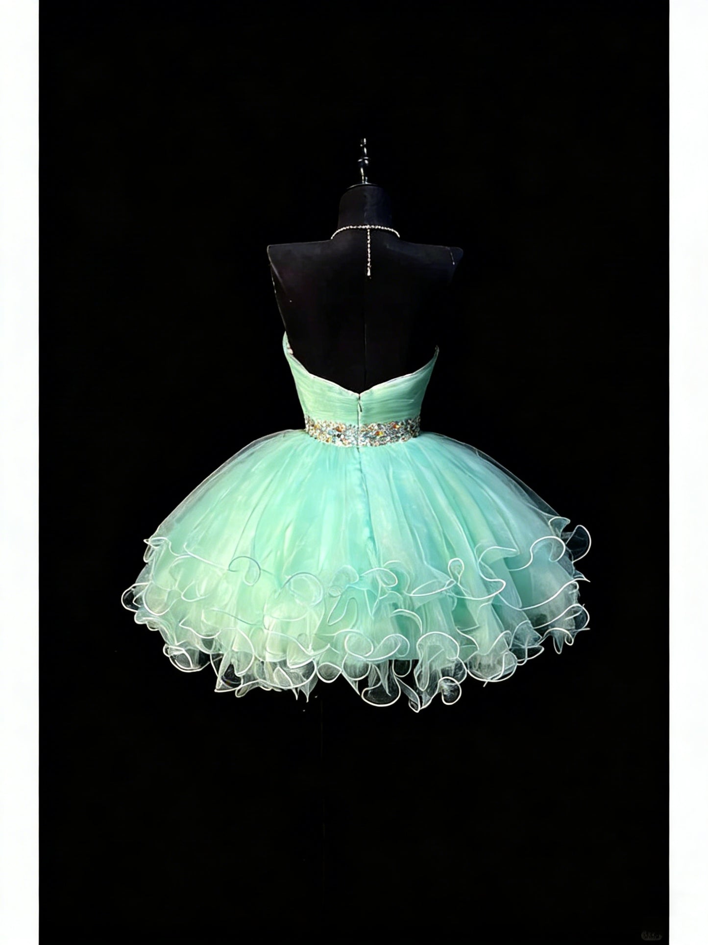 Niedliches Ballkleid, herzförmiges, hellblaues Tüllkleid, kurzes Homecoming-Kleid, Cocktailkleid für die Mittelschule N1179