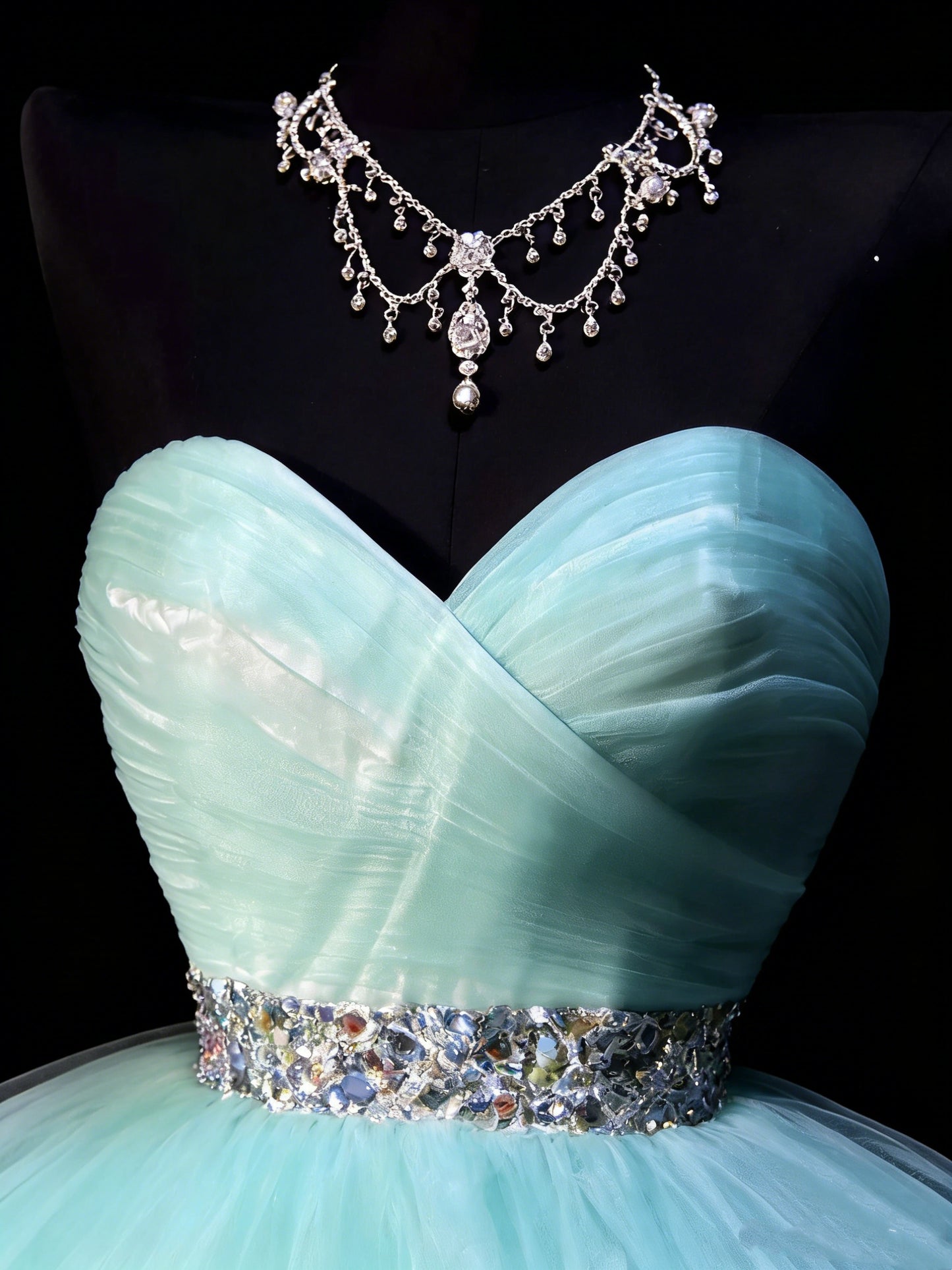 Niedliches Ballkleid, herzförmiges, hellblaues Tüllkleid, kurzes Homecoming-Kleid, Cocktailkleid für die Mittelschule N1179
