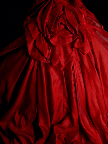 Robe de bal bustier rouge satinée, style années 80, inspiration robes de soirée vintage pour Sweet 16 N1306