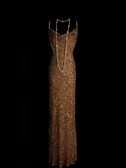 Sparkly Sheath Spaghetti Strap Sequins Senior 80s Prom Dresses High School Long Formal Dress N1335