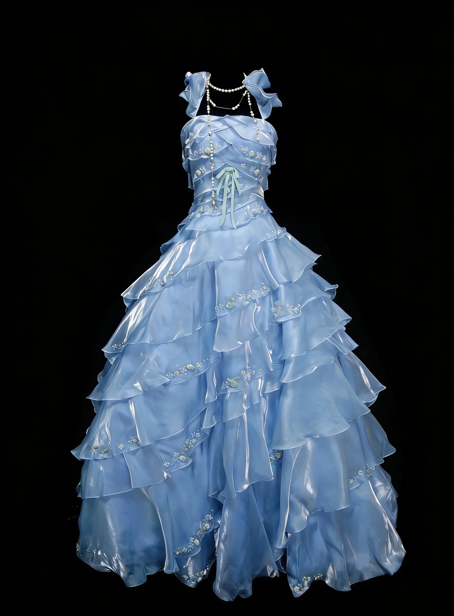 Vintage-Abendkleider, ästhetisches Ballkleid, quadratisch, hellblau, lang, inspirierendes formelles Partykleid N1828