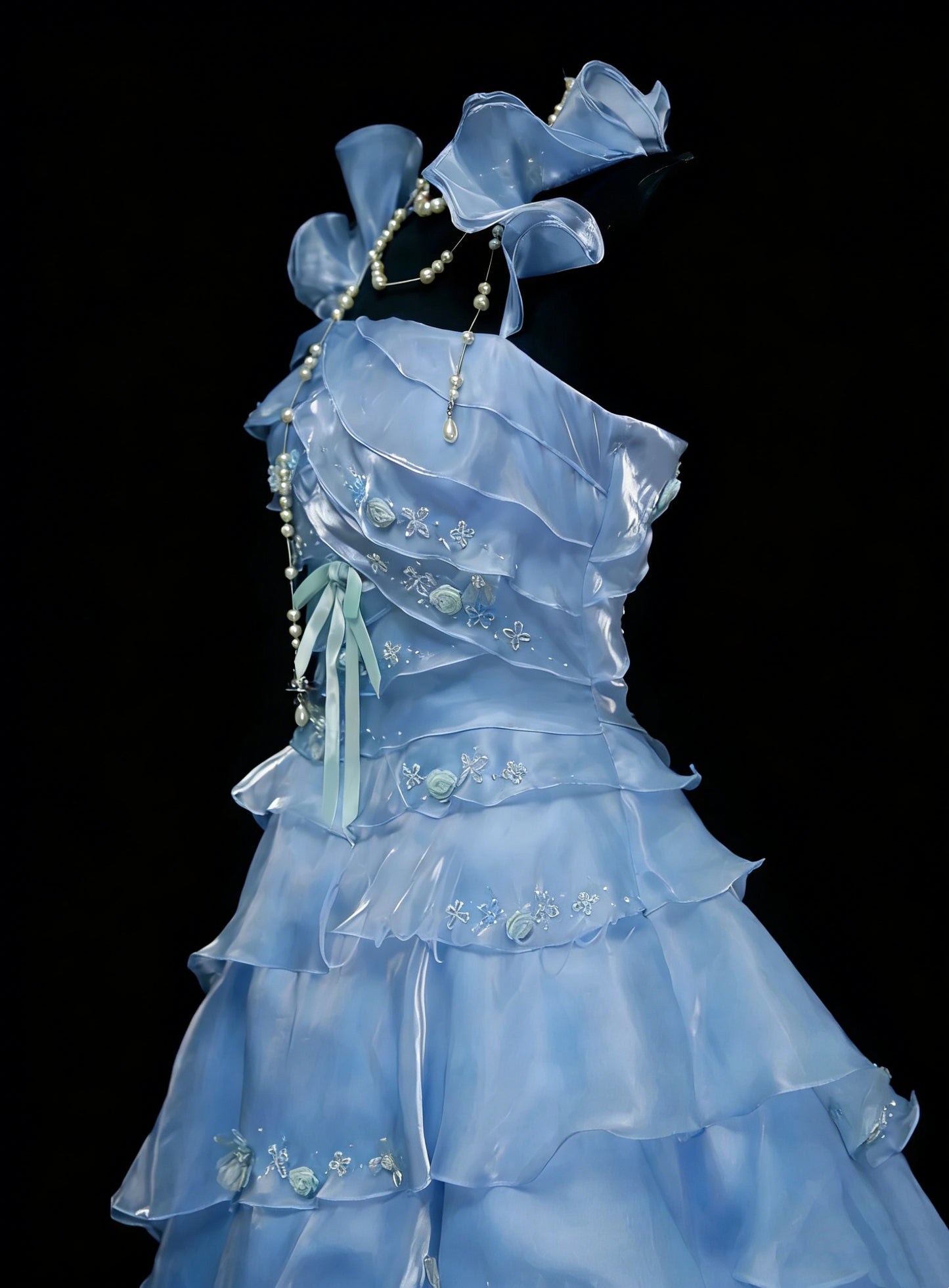 Vintage-Abendkleider, ästhetisches Ballkleid, quadratisch, hellblau, lang, inspirierendes formelles Partykleid N1828