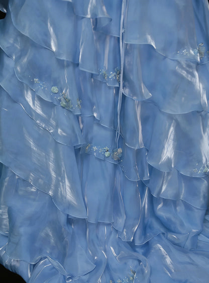 Vintage-Abendkleider, ästhetisches Ballkleid, quadratisch, hellblau, lang, inspirierendes formelles Partykleid N1828