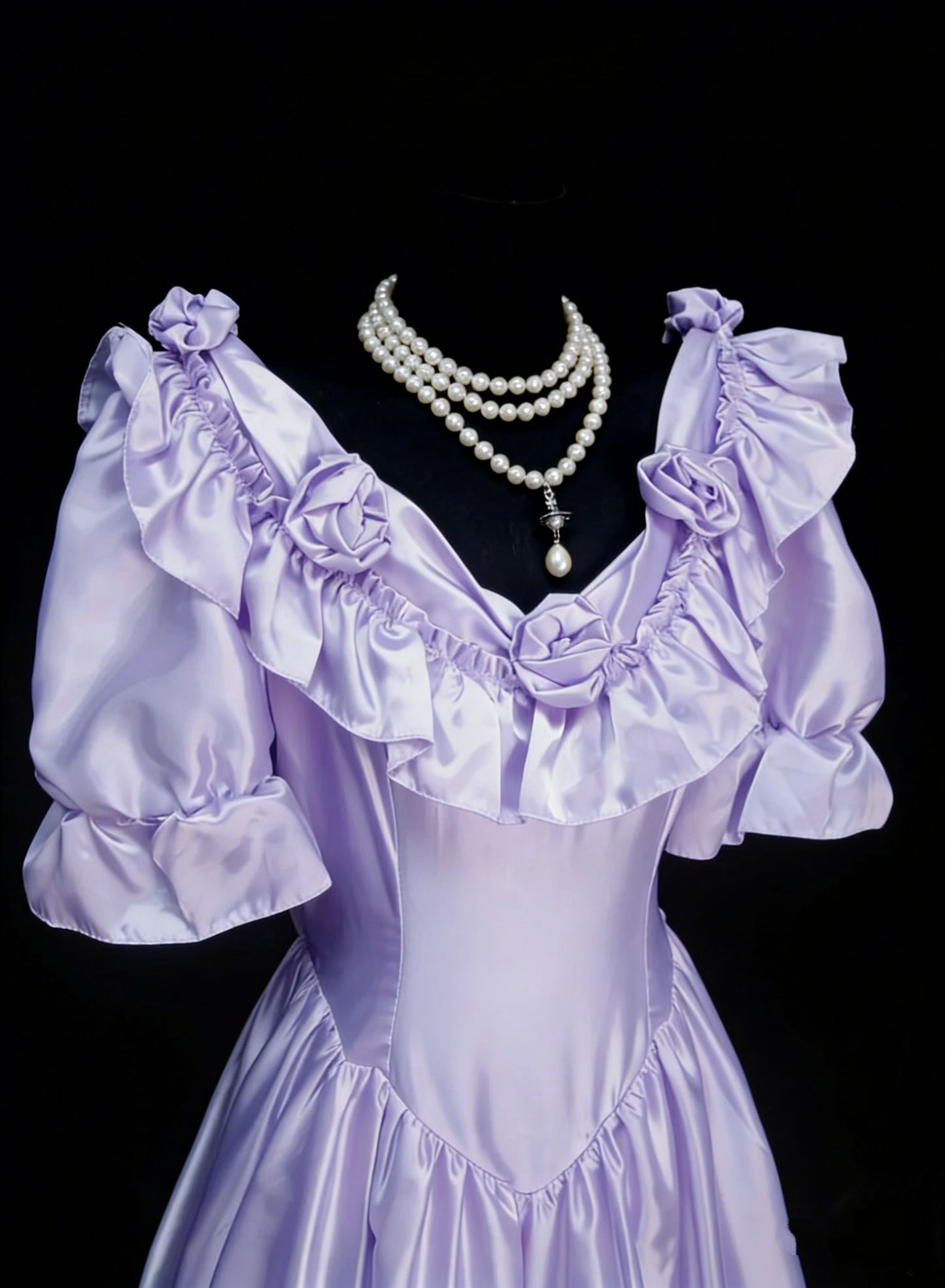Esthétique des Robes de Bal Vintage Robe de Soirée Mi-Longue en Satin Lilas Coupe Années 50 Rétro N2128