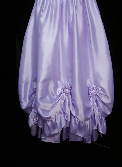 Esthétique des Robes de Bal Vintage Robe de Soirée Mi-Longue en Satin Lilas Coupe Années 50 Rétro N2128