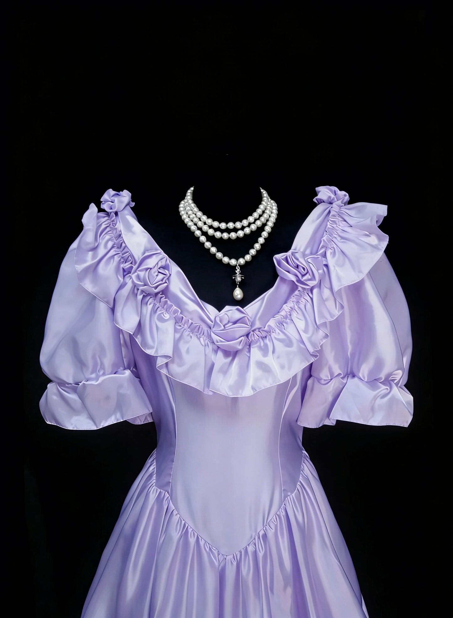 Esthétique des Robes de Bal Vintage Robe de Soirée Mi-Longue en Satin Lilas Coupe Années 50 Rétro N2128