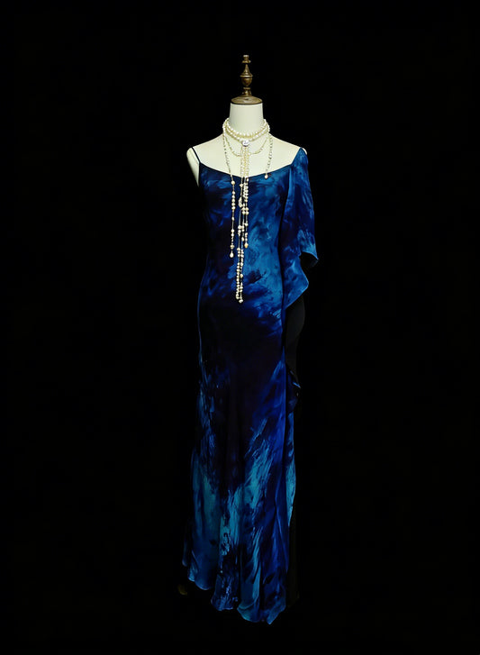 Vintage Prom Dresses Aesthetic 1960s Retro Mermaid Spaghetti Straps Royal Blue Long Party Dress N2131