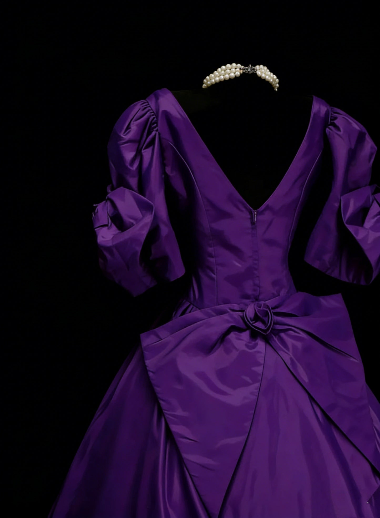 Vintage Ballkleider Ästhetik 1950er Jahre Retro Abendkleid Lila Midi Länge Satin Partykleid N2129