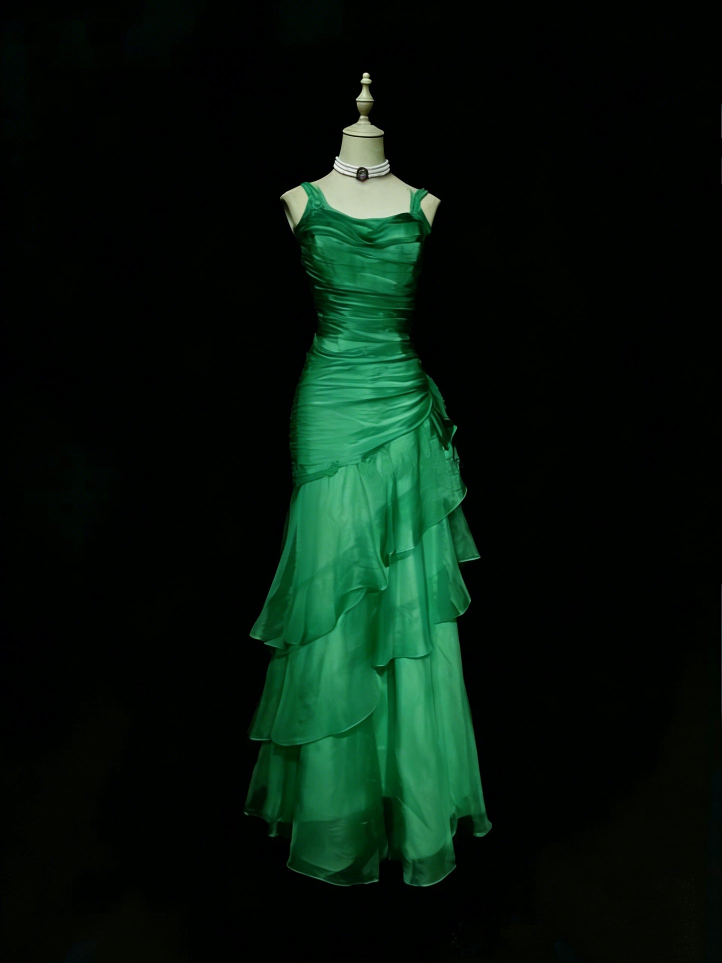 Elegantes, rotes Chiffon-Abendkleid mit Meerjungfrauen-Trägern, neues langes Abendkleid, formelles Kleid N1417