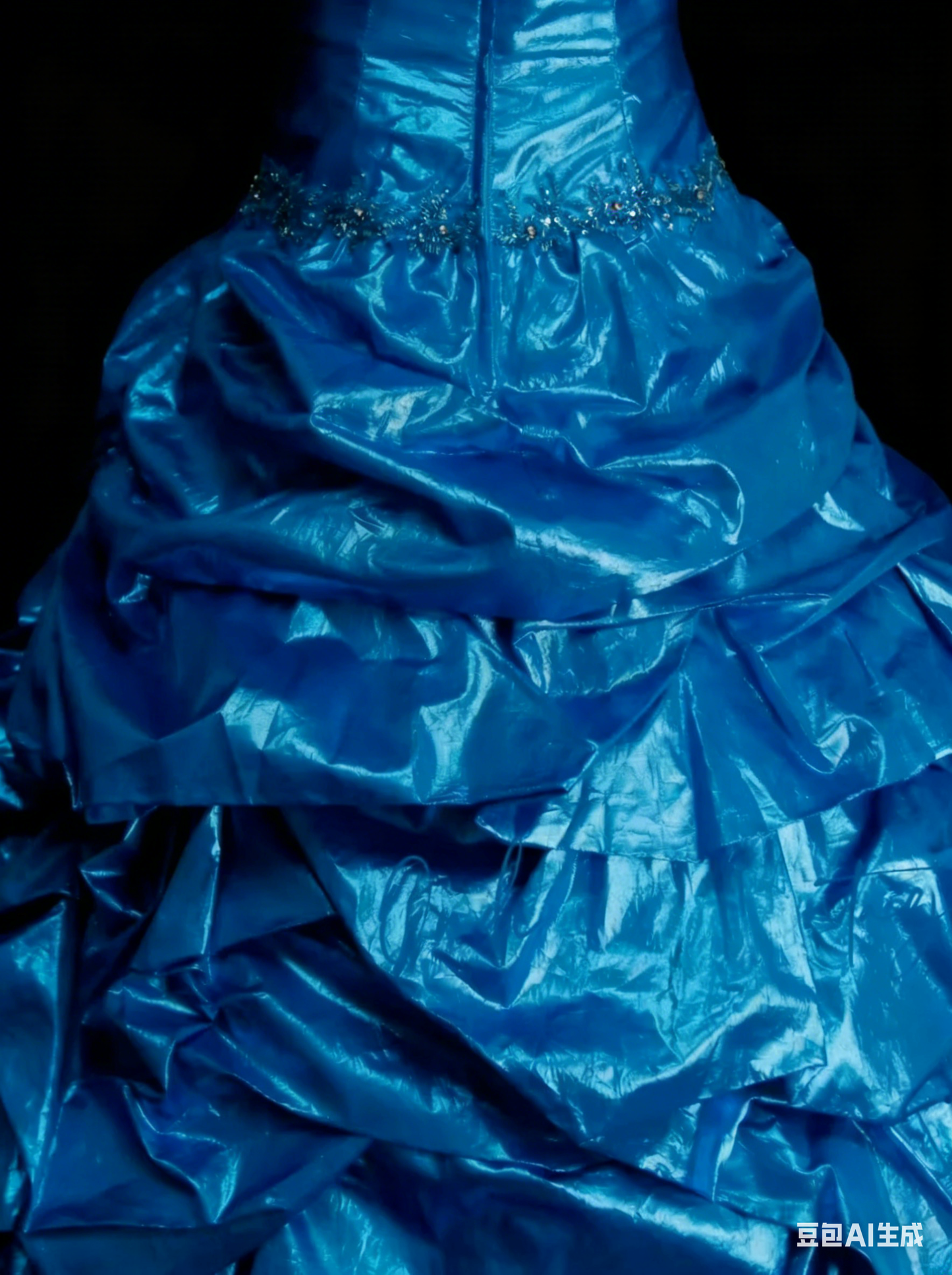 Vintage Ballkleid, trägerlos, blauer Organza mit Rüschen und Perlenbesatz, Sweet 16 Kleider, Quinceañera Kleid, lang, Vestidos De Fiesta N1455
