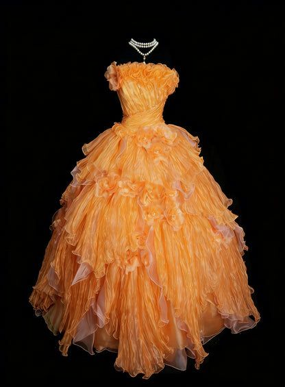 Vintage Ballkleid, trägerlos, aus Organza und Tüll mit Rüschen und Perlenbesatz, Sweet 16 Kleider, Quinceañera Kleid, lang, Vestidos De Fiesta N1458