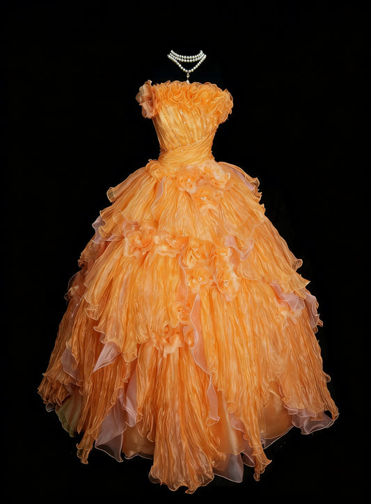 Vintage Ball Gown Strapless Organza Tulle With Ruffles Beaded Sweet 16 Dresses Quinceanera Dress Long 15 Vestidos De Fiesta N1458