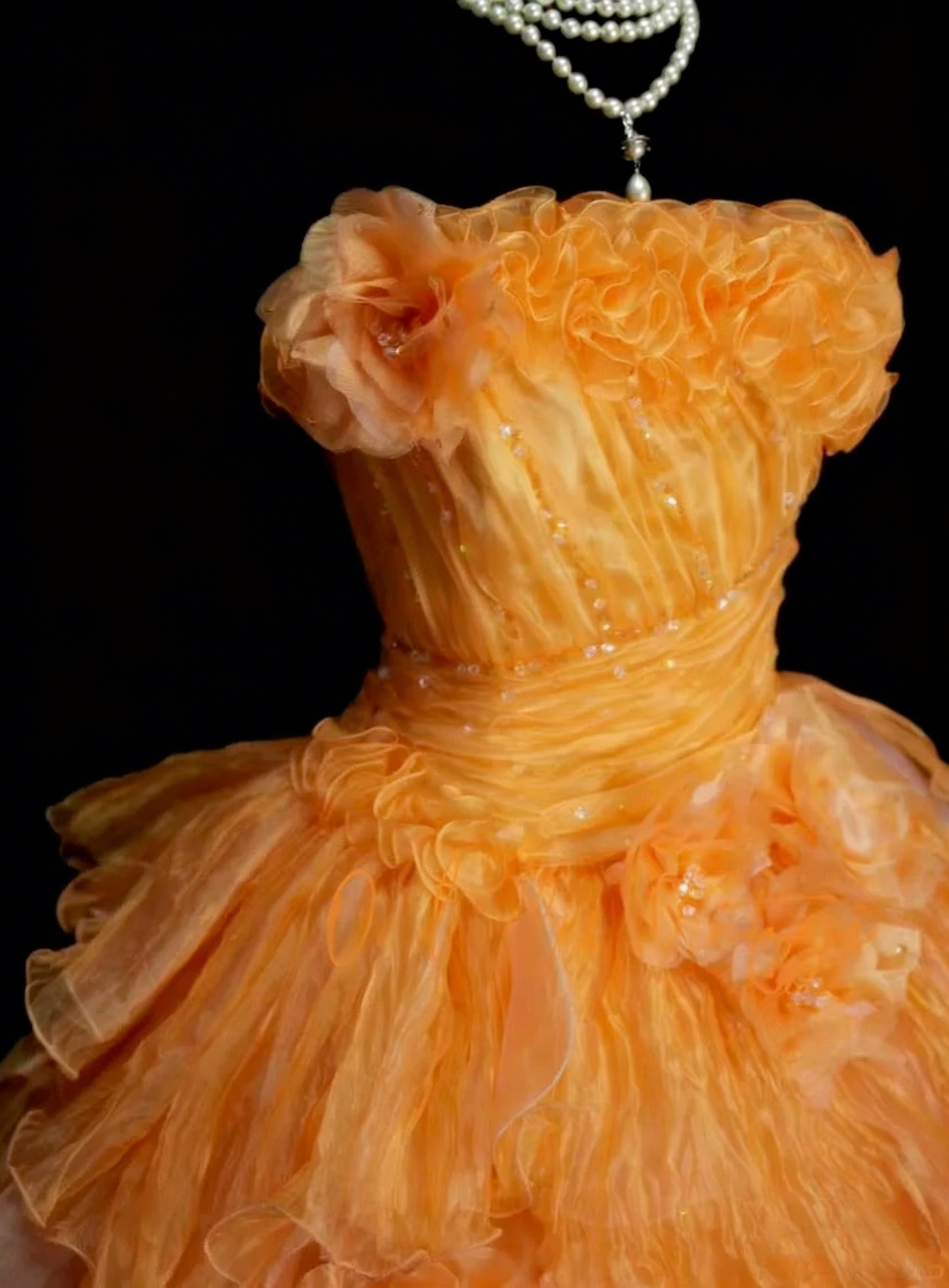 Vintage Ballkleid, trägerlos, aus Organza und Tüll mit Rüschen und Perlenbesatz, Sweet 16 Kleider, Quinceañera Kleid, lang, Vestidos De Fiesta N1458
