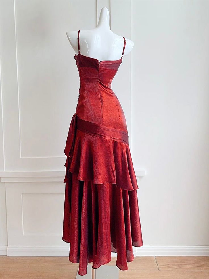 Elegant And Chic Asymmetrical Ruffle Cami Dresses Fashion Women Plain Party Prom Evening Modest Birthday Wedding Guest Dress AB956