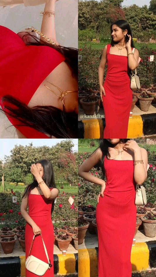 Sexy Sheath Square Neck Cherry Red Bodycon Outfit Inspo Long Modest Prom Dresses Formal Party Gowns For Women AB1523