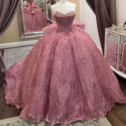 Glitzerndes Luxus Quinceanera Kleid Rüschen Ballkleid Schatz Vestidos De 15 Anos Formale Party Lange Wunderschöne Ballkleider Sweet 16 Kleid B274
