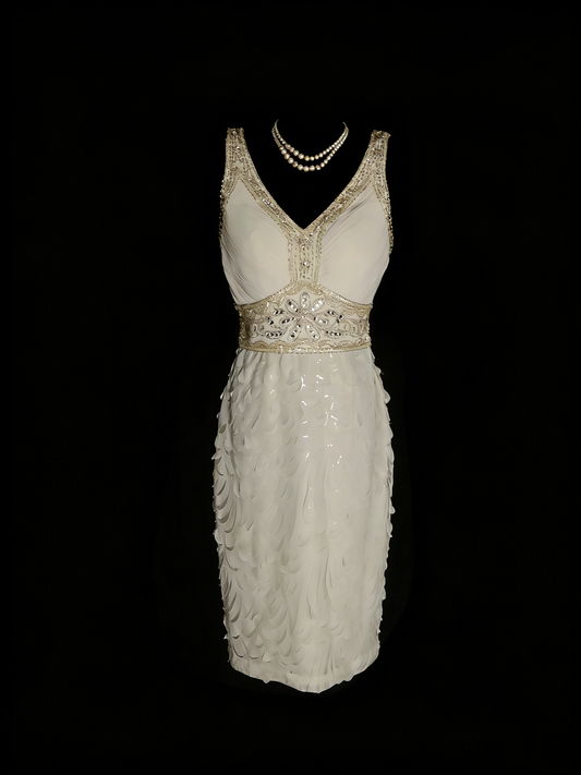 Retro Sheath V Neck White Lace Hoco Gowns Short 18th Birthday Dress Homecoming Dresses N1309