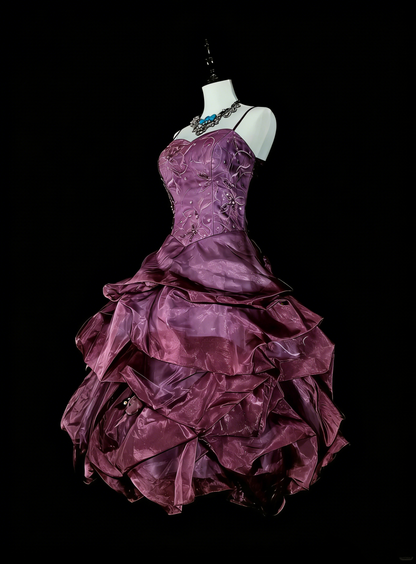 Einzigartiges Ballkleid Spaghetti-Träger Lila Inspo Vintage Fashion 2000er Hoco Kurze Inspo Homecoming Kleider N2018