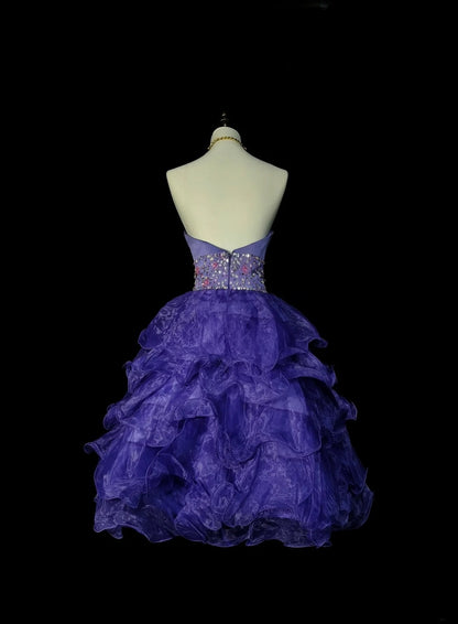 Einzigartiges trägerloses Ballkleid aus königsblauem Tüll im Stil der 2000er Jahre – Inspiration für Homecoming-Kleider (kurz) N1357