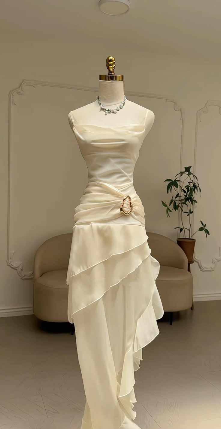 Robe de bal/soirée/fête élégante rose vintage à fines bretelles en mousseline longue N1869