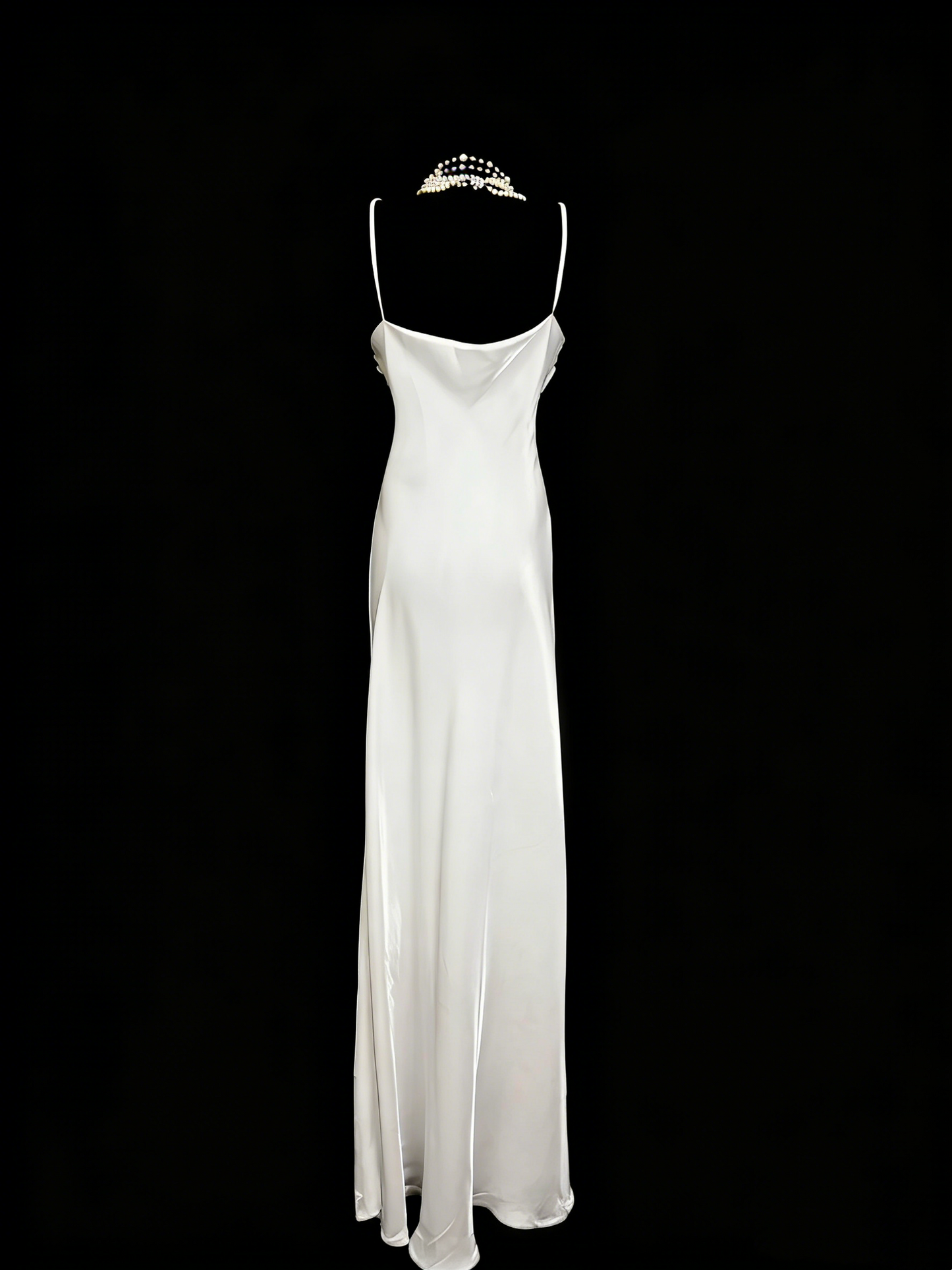 Robe de soirée sirène vintage à fines bretelles, style années 80, 70, 90, blanche, longue, idéale pour les bals de fin d'année ou les remises de diplômes (N1148)