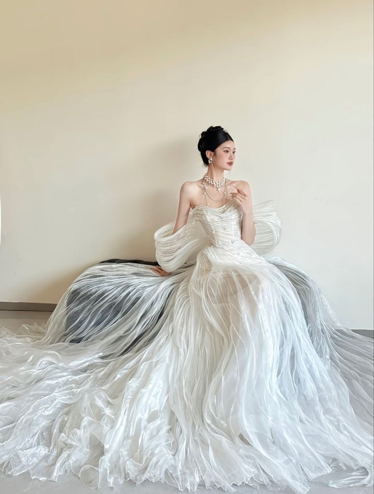 Charming Women's Mermaid Sweetheart Sequins Pleated With Bow-knot Long Wedding Dresses AB1465
