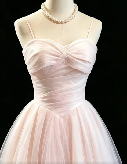 Cute A Line Spaghetti Strap Pink Tulle Tea Length High School Ideas Homecoming Dress Inspo Birthday Dresses Senior Graduation Outfits RB7183