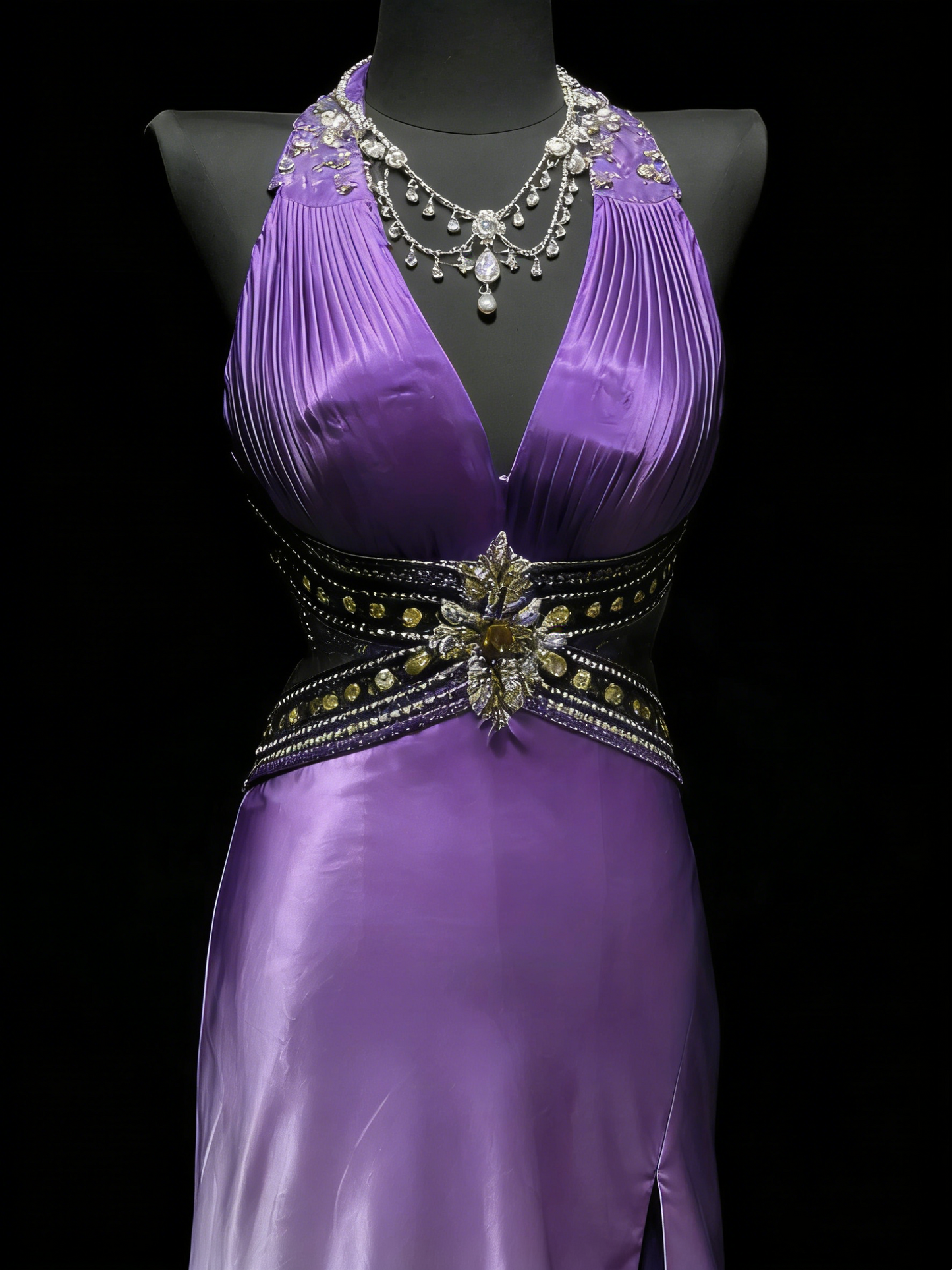 Robe de bal longue sirène à col en V, dégradé blanc raisin, fente, idéale pour les jeunes filles (N1186)