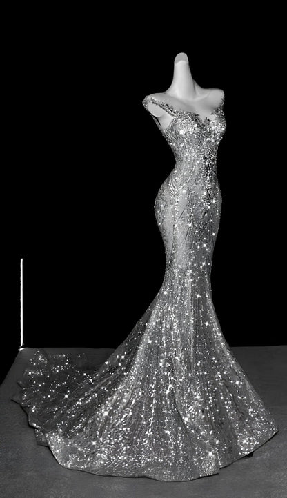 Robes de bal élégantes sirène magnifiques, robe de soirée scintillante, tapis rouge, robe de soirée longue N4042