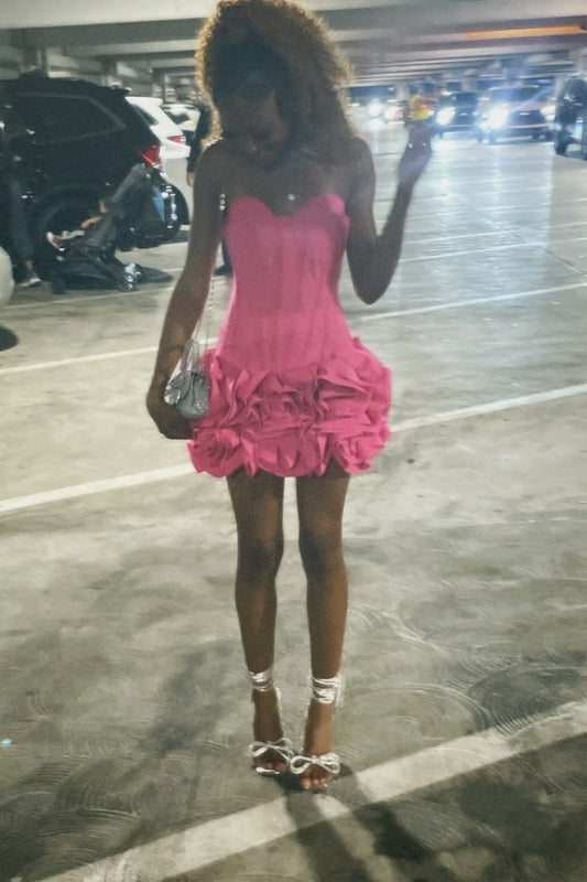 Sexy Sheath Tight Bodycon Sweetheart Pink With Ruffled Mini Short Inspo Hoco Dress Ideas Homecoming Dresses RB4106