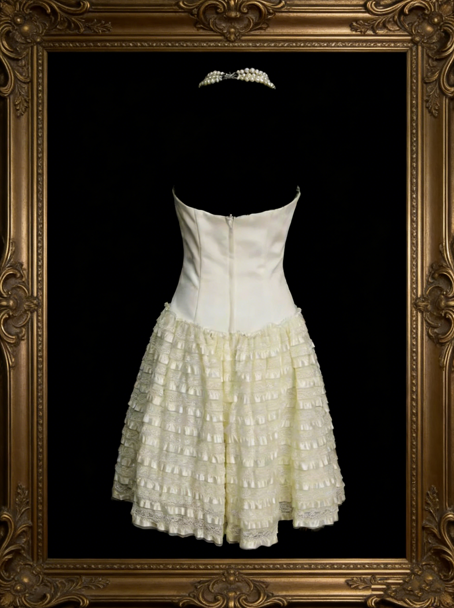 Robe de bal bustier unique en tulle abricot, longueur genou, inspirée des robes de bal des années 2000, N1445