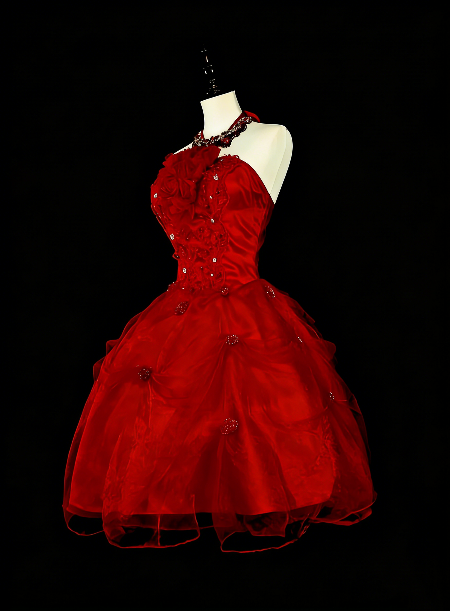 Robe de bal unique licou tulle rouge inspiration mode vintage années 2000 robes Hoco courtes inspiration robes de bal N2019