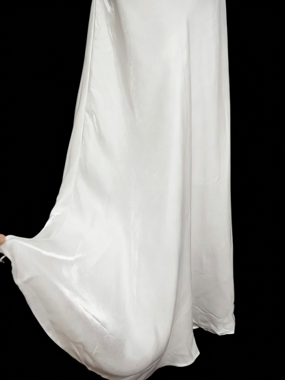 Robe de soirée sirène vintage à fines bretelles, style années 80, 70, 90, blanche, longue, idéale pour les bals de fin d'année ou les remises de diplômes (N1148)
