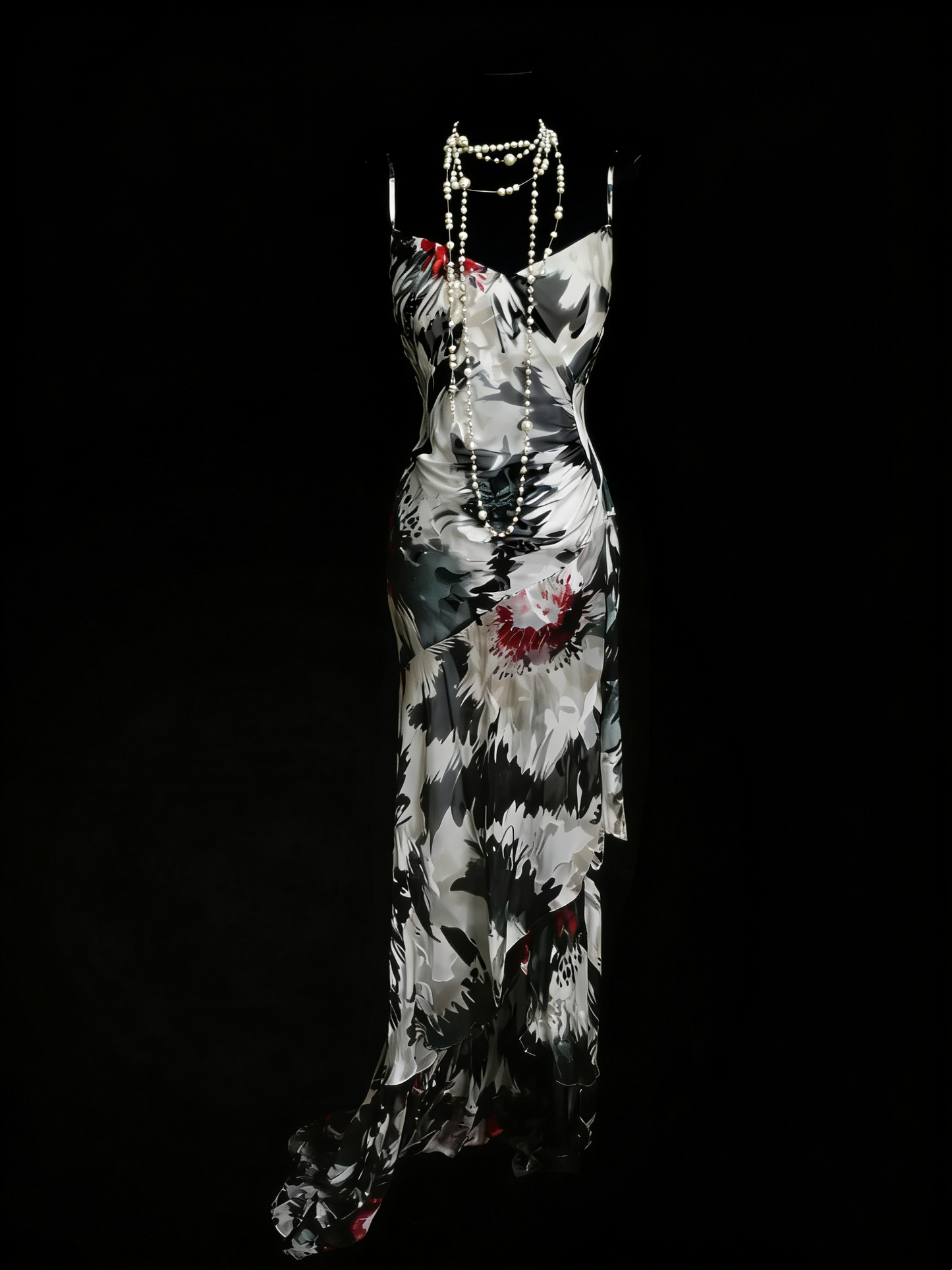 Vintage Ballkleider Ästhetik 1960er Retro Schwarz Blumen Meerjungfrau Langes Partykleid N2135