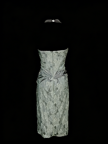 Robe de bal rétro fourreau bustier cœur en dentelle, robe courte pour 18 ans, robe de soirée N1258
