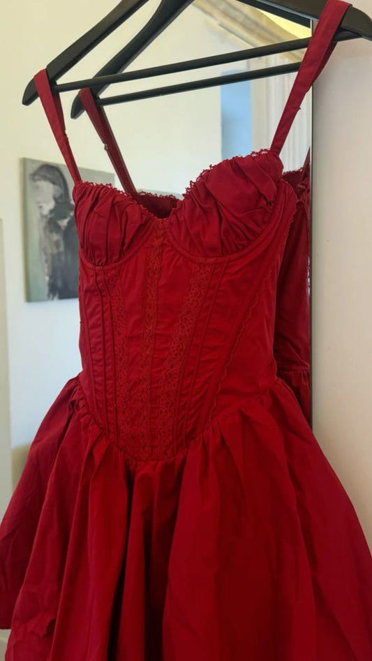Romantic Red Mini Dress Elegant Spring Date Night Outfit Short Inspo A line Straps Hoco Dress Homecoming Dresses RB4208