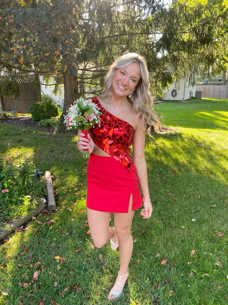 Sexy Sheath One Shoulder Red For High Schools Girls Short Inspo Hoco Dress Homecoming Dresses RB4205