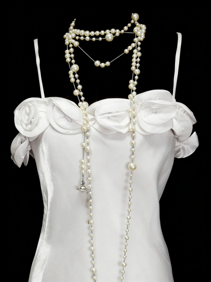 Robe de soirée sirène vintage à fines bretelles, style années 80, 70, 90, blanche, longue, idéale pour les bals de fin d'année ou les remises de diplômes (N1148)